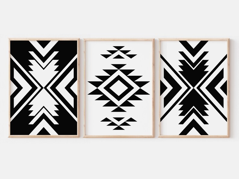 Aztec Wall Art 3 Piece Wall Art Boho Gallery Wall Set Set Etsy Canada