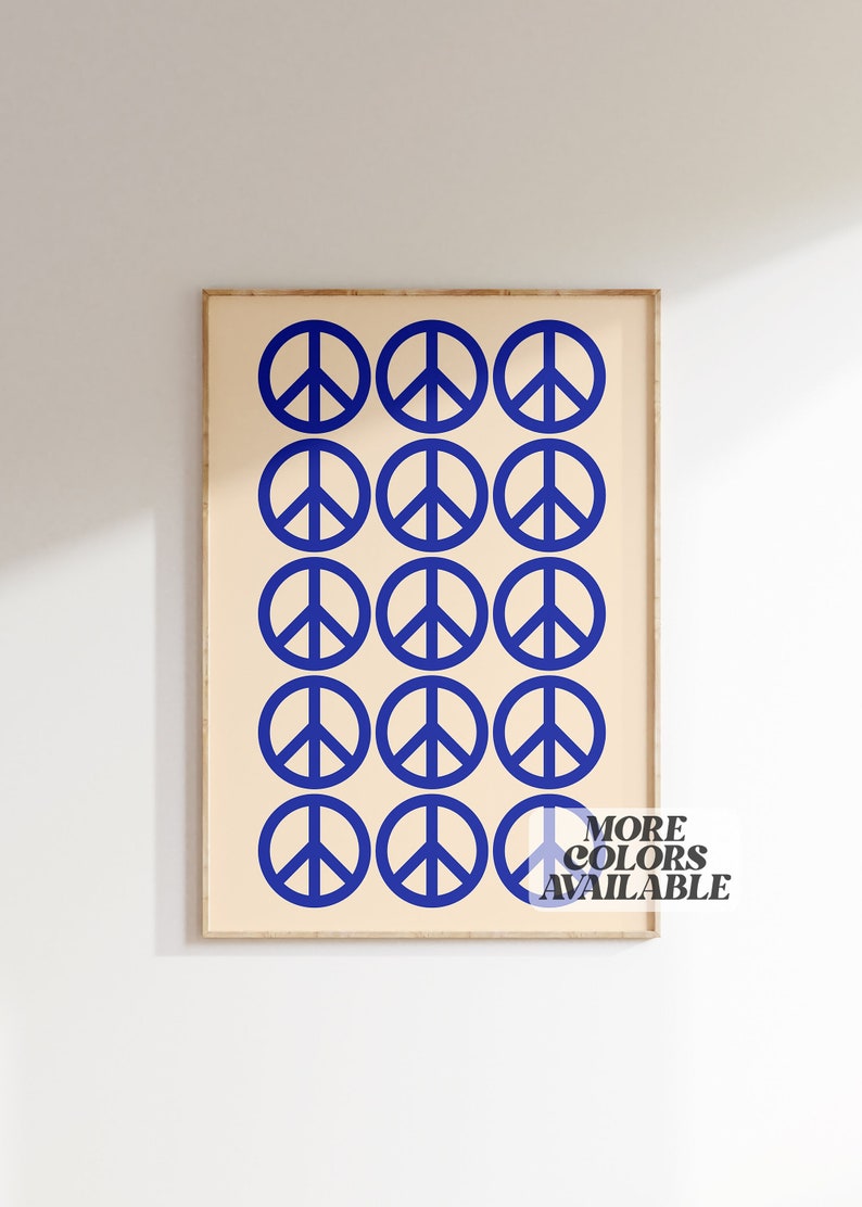 Peace Sign Printable Wall Art, Peace Poster, Hippy Wall Art, Retro 70s Art Print, 70s Poster, Trendy Wall Art, Posters Aesthetic, Minimalist image 1