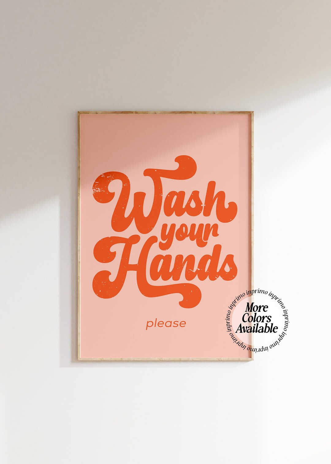 Bathroom Wall Art, Wash Your Hands, Retro Print, Retro Bathroom Prints