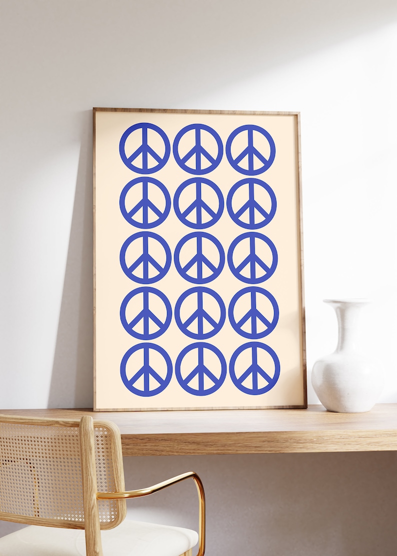 Peace Sign Printable Wall Art, Peace Poster, Hippy Wall Art, Retro 70s Art Print, 70s Poster, Trendy Wall Art, Posters Aesthetic, Minimalist image 4