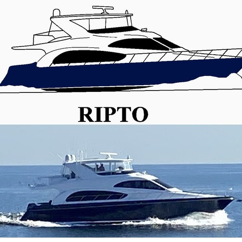 Boat Custom Vector Line Art shops Any Boat Hatteras Sport Fishing Captain For Printing Shirts Embroidered Silkscreen Hat Cards JPG PDF DXF Drawing