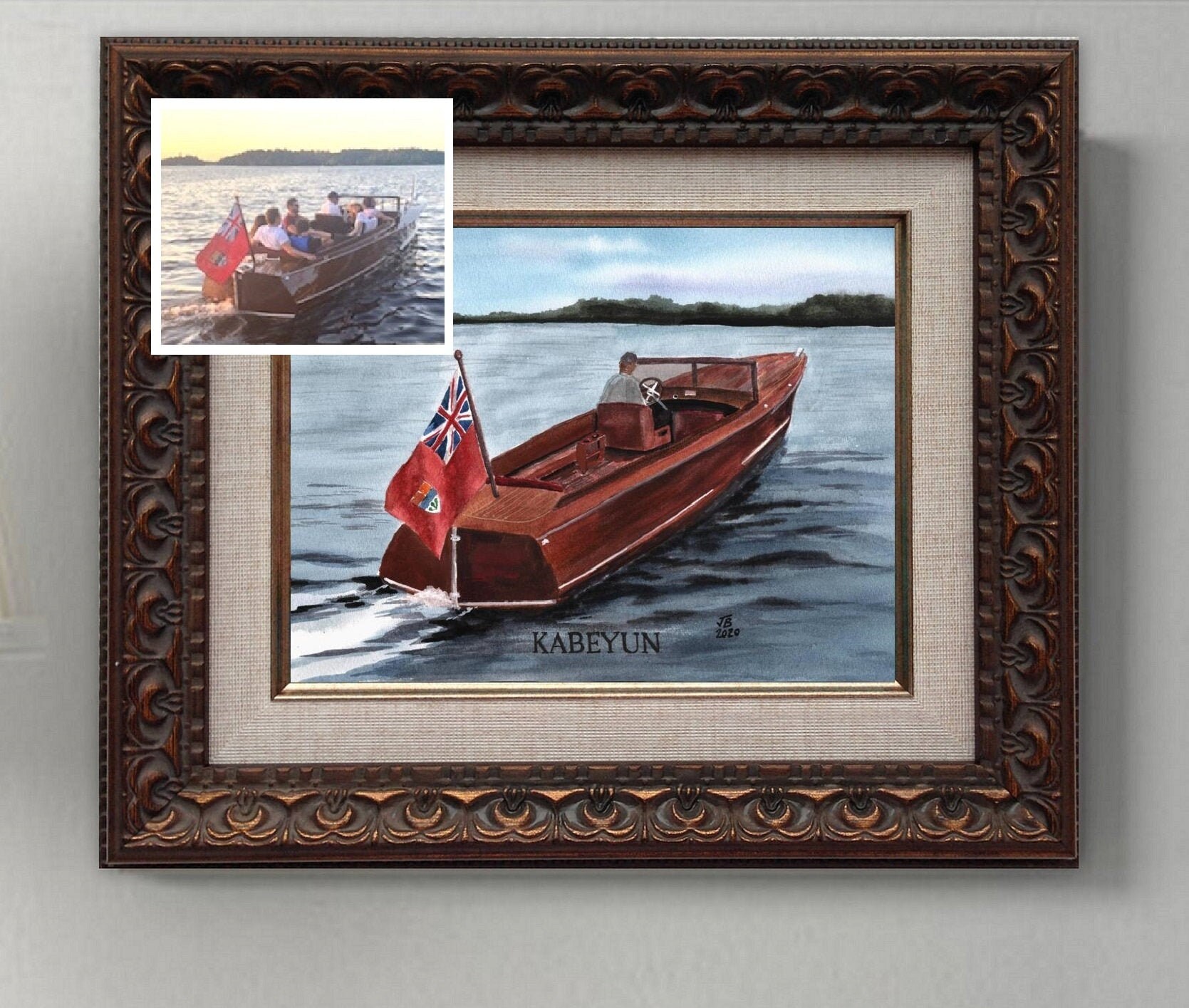 Custom 9x12 Antique Classic Boat Painting Wooden Boat Etsy UK