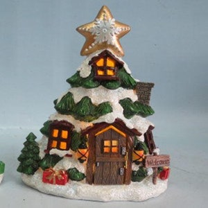 Christmas Tree Fairy House with lights - Light up House