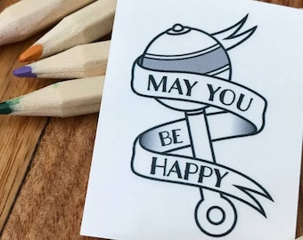 Set of 3 Temporary Pregnancy Tattoos -- May You Be Happy