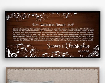 Song Lyrics Names and Date Music Notes Canvas Wall Decor