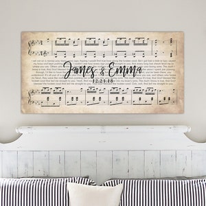 Personalizzato per San Valentino - Tela per matrimonio personalizzata - Canzone musicale per matrimonio - Testi su tela - SCEGLI QUALSIASI CANZONE