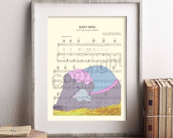 Dumbo and Mother Baby Mine Sheet Music Art Print