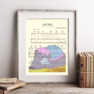 Dumbo and Mother Baby Mine Sheet Music Art Print