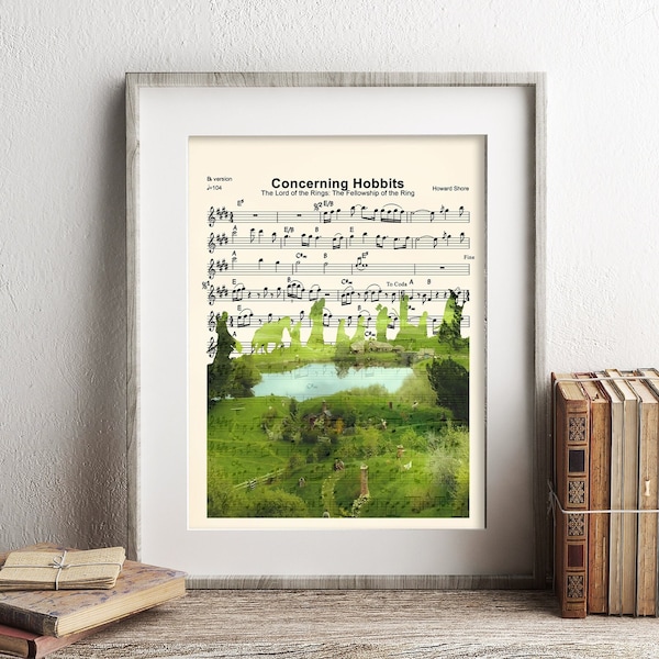 Lord of the Rings The Shire Concerning Hobbits Sheet Music Art Print