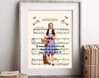 Wizard of Oz Dorothy and Toto Over the Rainbow Sheet Music Art Print