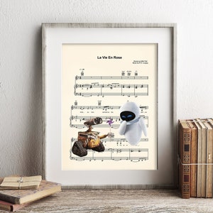Wall-E and Eve La Vie En Rose Sheet Music Art Print