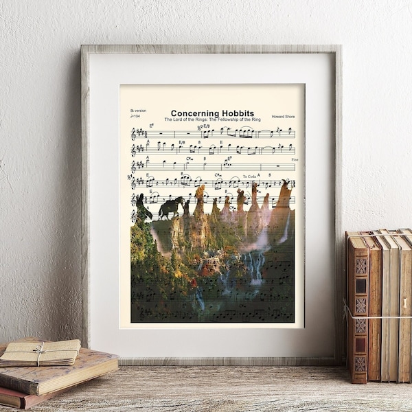 Lord of the Rings Concerning Hobbits Sheet Music Art Print