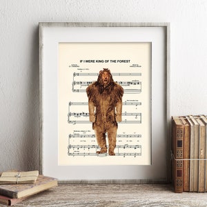 Wizard of Oz Cowardly Lion If I Were King of the Forest Sheet Music Art Print