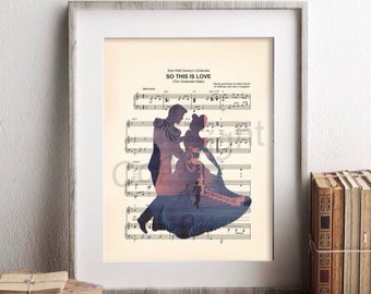 Cinderella and Prince Charming Silhouette So This Is Love Sheet Music Art Print