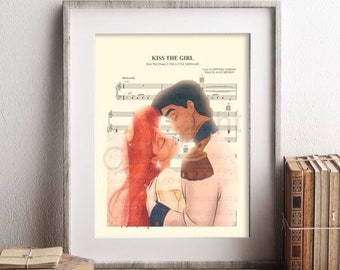 Little Mermaid Ariel and Eric Married Sheet Music Art Print