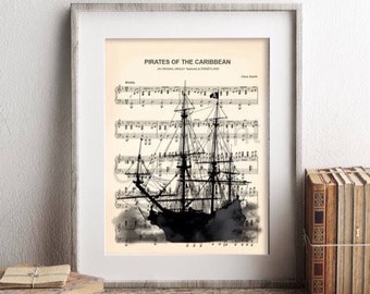 Pirates of the Caribbean Black Pearl Ship Sheet Music Art Print