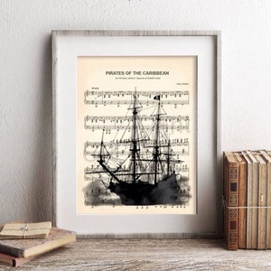 Pirates of the Caribbean Black Pearl Ship Sheet Music Art Print