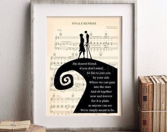 Nightmare Before Christmas Simply Meant To Be Sheet Music Art Print