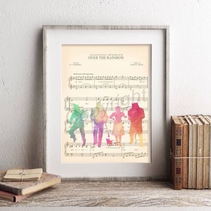 Impresión artística de partitura en acuarela del Mago de Oz