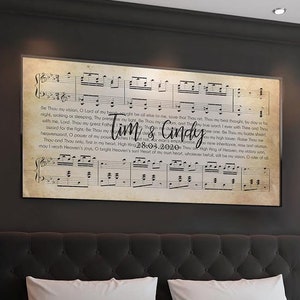 Arte de música para casamento, Letras de música personalizadas, Personalizado, Arte de partitura, Tela