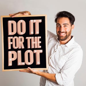 Do It for the Plot プリント、トレンディなセージグリーンとピンクの美しいウォールアート、バーカートのプレッピーな装飾、アパートや家のレトロスタイル