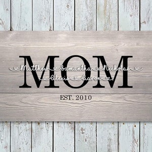Custom Mom Children Wood Canvas