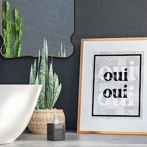 Oui Oui Bathroom Art, French Bathroom Art, Cute Wall Decor