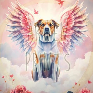 Custom Pet Memorial Portrait - Angel Wings Pet Loss Gift - Personalized Dog Cat Remembrance Art - Rainbow Bridge Tribute Art - Custom Pet
