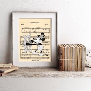 Mickey Steamboat Willie Sheet Music Art Print