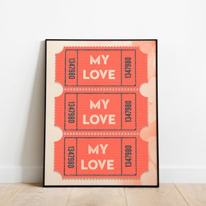 Vintage Love Ticket Valentinstag Boho Kunstdruck