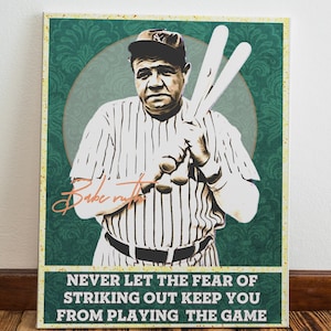 Babe Ruth Art Print, Babe Ruth Quote Art, Baseball Art, Baseball Player, Sports Wall Art, Sports Memorabilia, Babe Ruth Baseball, Baseball