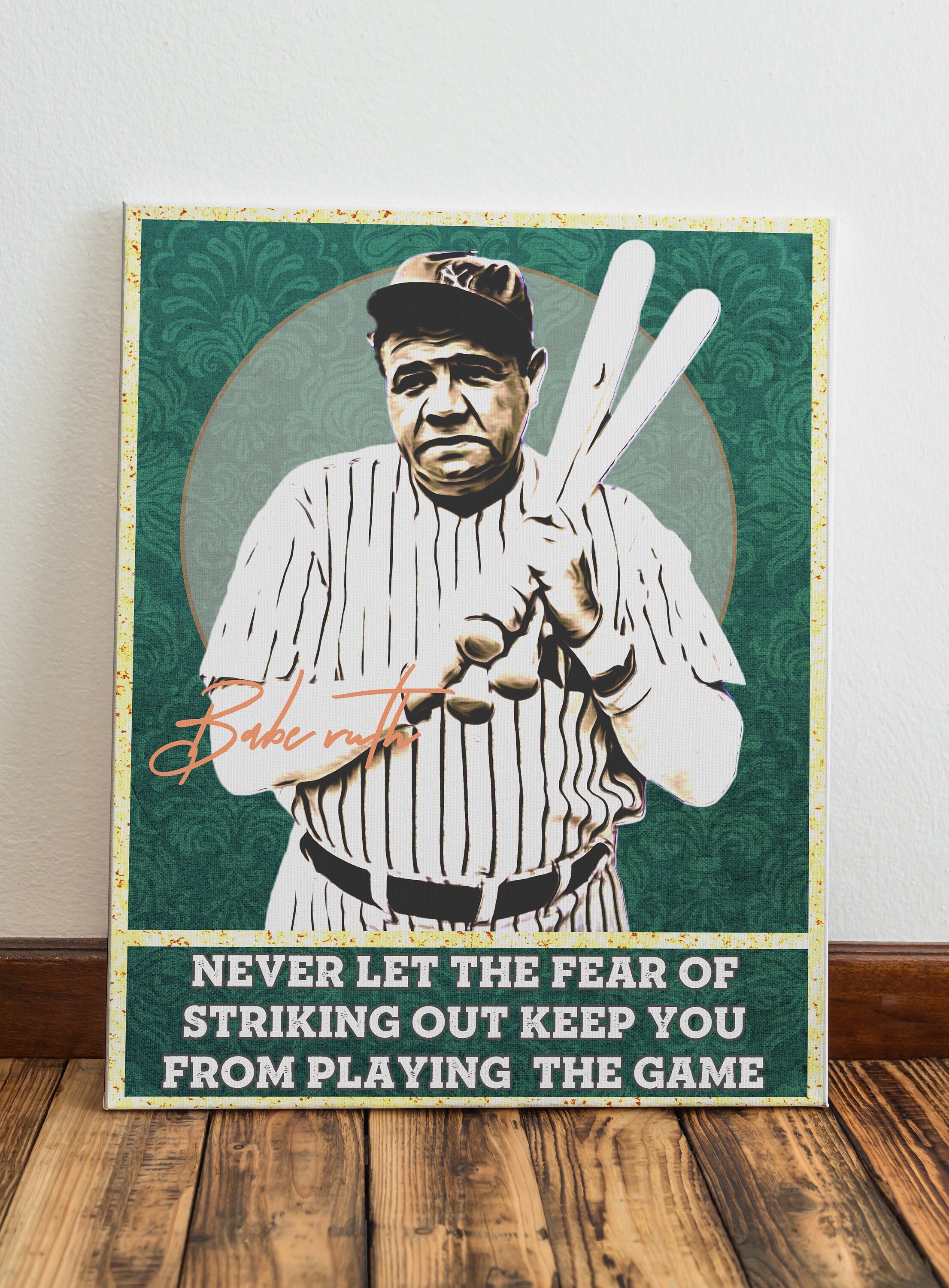 Babe Ruth Art Print, Babe Ruth Quote Art, Baseball Art, Baseball Player ...