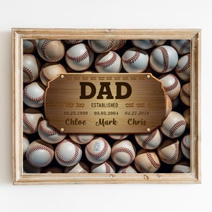 Custom Baseball Dad Canvas, Family Custom Names Signs Canvas Wall Decor, Fathers Day