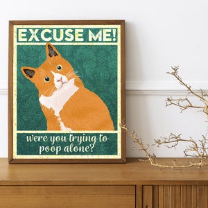 Were You Trying To Poop Alone Tabby, Funny Bathroom Print, Funny Wall Art, Cat Bathroom Decor, Bathroom Wall Art, Wall Art, Wall Decor