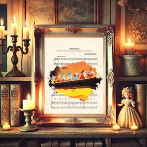 Snow White and the Seven Dwarfs Heigh-Ho Sheet Music Art Print
