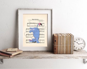 Eeyore Upside Down Winnie the Pooh Sheet Music Art Print