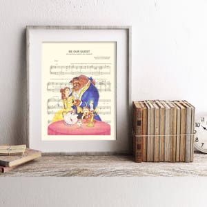 Beauty and the Beast Be Our Guest Sheet Music Art Print