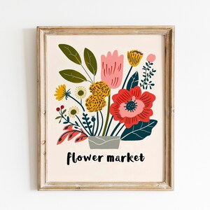 Boho Flower Wall Art Blumenmarkt Tulip Print Blumenmarkt Poster Wohnzimmer Schlafzimmer Wanddeko Moderner Blumendruck
