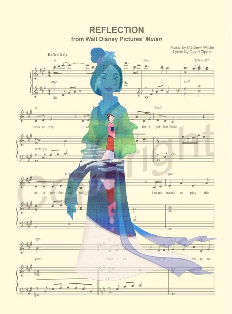 Mulan Reflection Sheet Music Art Print Etsy Uk