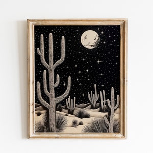 Moon Above Desert At Night Wall Decor Art Print