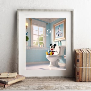 Disney Mickey Mouse Bathroom Wall Art, Mickey Bathroom Art, Funny Bathroom Print, Funny Bathroom Decor, Disney Bathroom Wall Art, Mickey Art