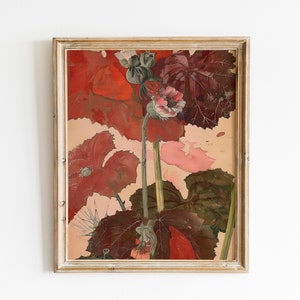Pintura al óleo de arte mural botánico victoriano antiguo, ramo floral abstracto, decoración estética grandmillennial imprimible