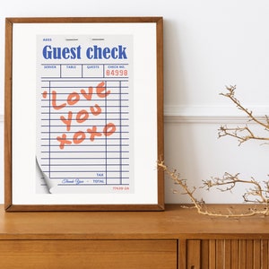 Liebe Dich XOXO, Notiz von Frau , Notiz von Ehemann, Notiz Wandkunst, Quittungskunst, Küchendekoration, Küchenwandkunst, Familienwandkunst, Liebe