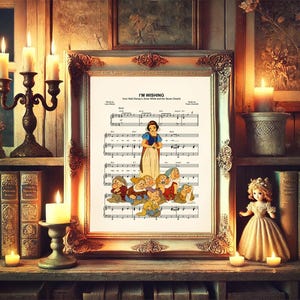 Snow White and the Seven Dwarfs Vintage Sheet Music Art Print