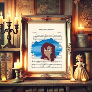 Little Mermaid Ariel Splatter Part of Your World Sheet Music Art Print