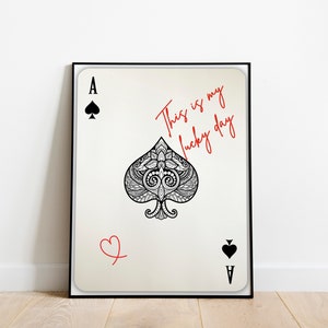Retro Trendy This Is My Lucky Day Asso di picche Stampa artistica Funky Wall Art Asso di cuori Stampa carta da gioco Poster Modern Home Gallery Wall