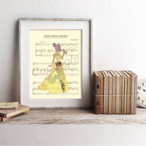 Princess and the Frog Kiss Sheet Music Art Print