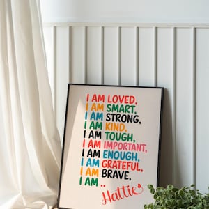 Personalisierte Affirmation Wandkunst, positives Motivationsgeschenk, inspirierendes Dekor für Frauen, erhebende Wanddrucke