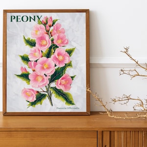 Colourful Quirky Hand-Drawn Art Summer Peony Bright Colourful Art Print Modern Art Print Gallery Wall Bathroom Decor Peonies Art