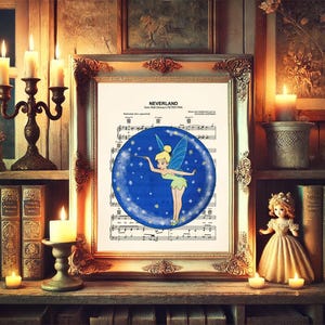 Peter Pan Tinker Bell Neverland Sheet Music Art Print